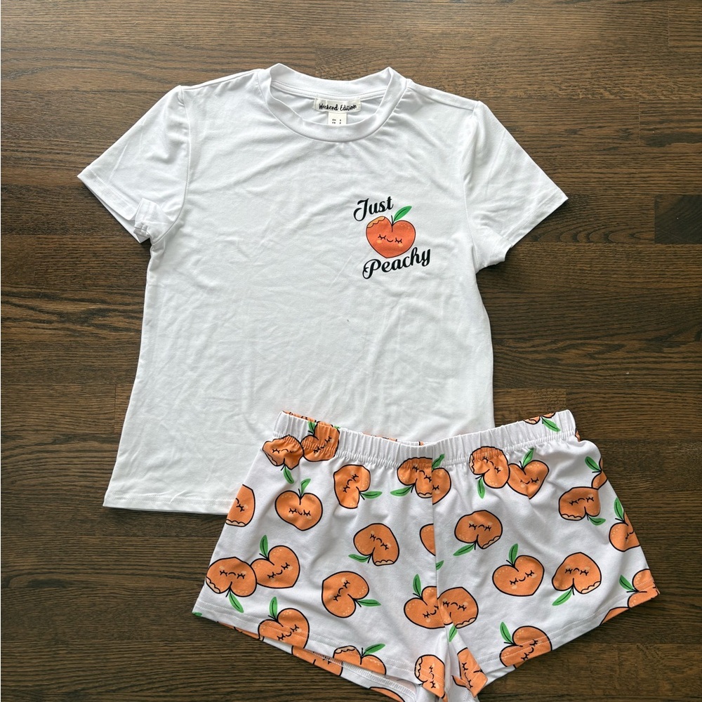 Just Peachy Pajama Set - White and Orange